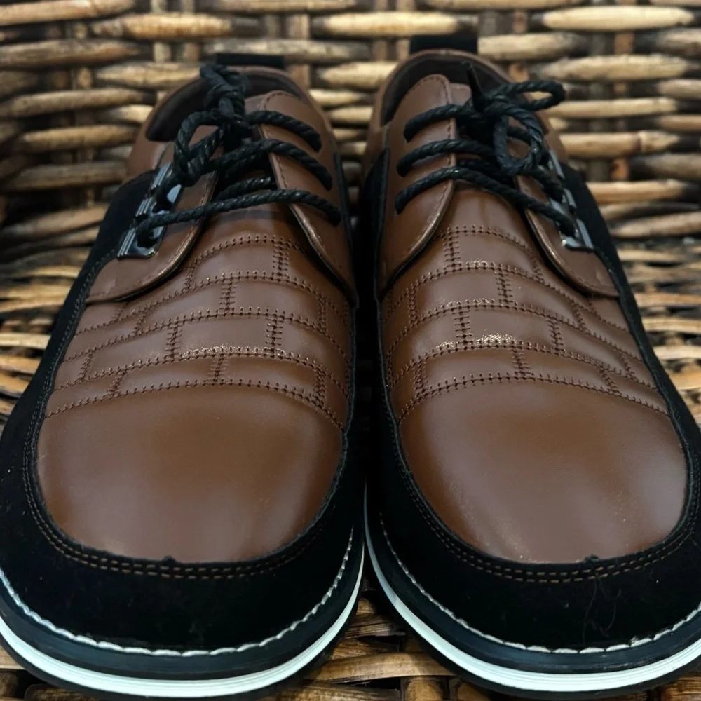 Gatsby Oxford Shoes Men's Size 49 US 14.5 Derby Orthopedic Comfort Brown Black